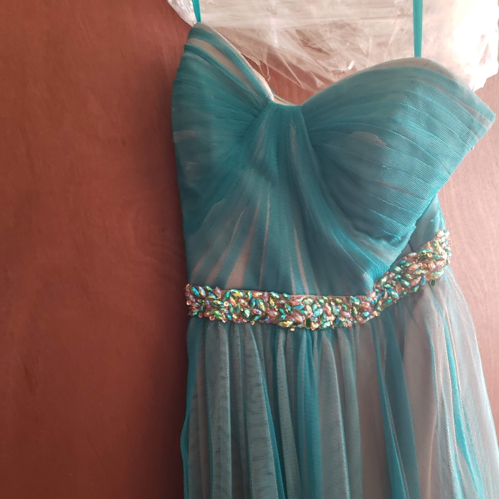 Teal prom dress